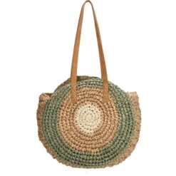 PE Florence Straw Summer Schoudertas Natuur Groen