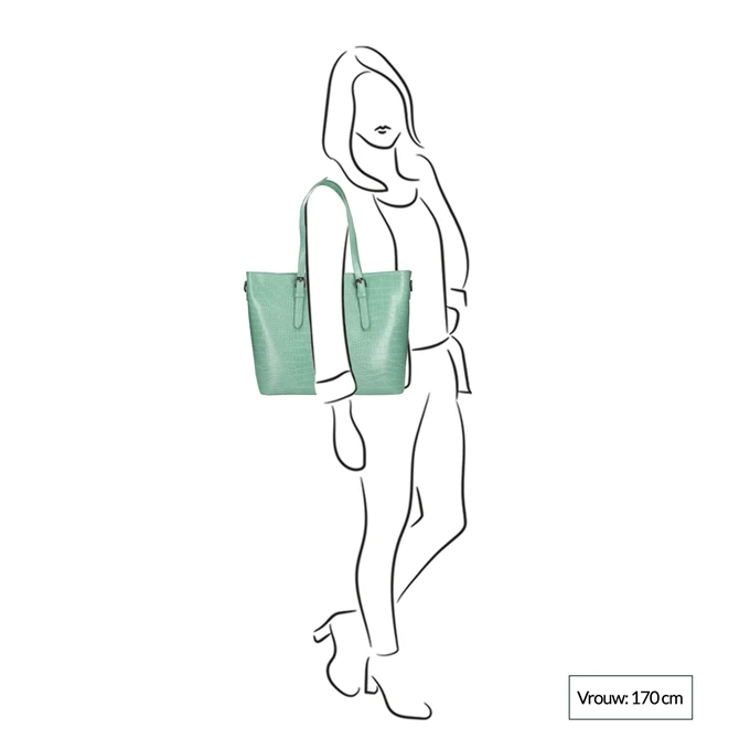 Orta Nova Brescia Shopper Croco Neptune Green 4 Orta Nova Brescia Shopper Croco Neptune Green - Afbeelding 2