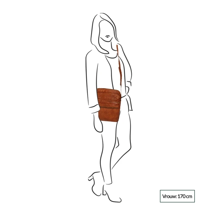 Bear Design Cow Lavato Schoudertas M Cognac 4 Bear Design Cow Lavato Schoudertas M Cognac - Afbeelding 2