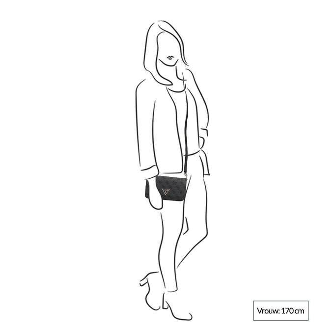 Guess Noelle Xbody Flap Organizer Coal Logo 4 Guess Noelle Xbody Flap Organizer Coal Logo - Afbeelding 2