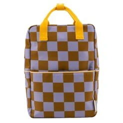 Sticky Lemon Farmhouse Backpack Large Checkerboard Blooming Purple - Soil Green