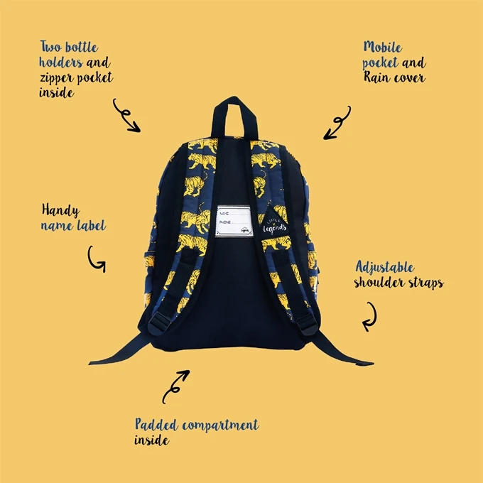 Little Legends Tiger Navy Blue Backpack L Donker Blauw 10 Little Legends Tiger Navy Blue Backpack L Donker Blauw - Afbeelding 8