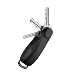 Orbitkey Crazy Horse Leather Key Organiser Obsidian Black/red