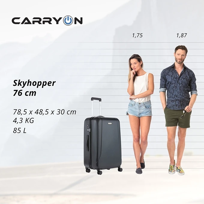 CarryOn Skyhopper 4 Wiel Trolley 78 Black 4 CarryOn Skyhopper 4 Wiel Trolley 78 Black - Afbeelding 2